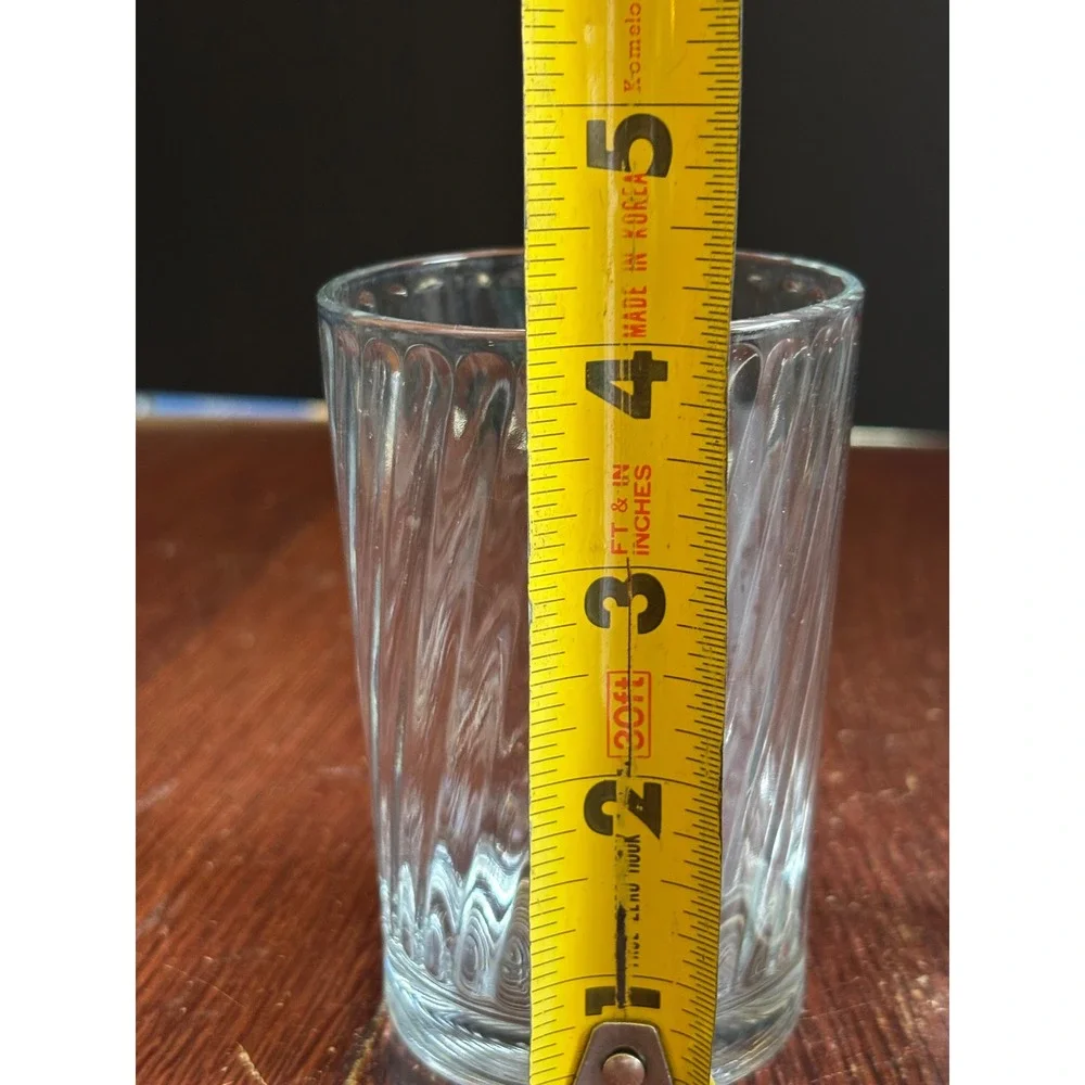 Vintage Clear Optic Swirl Juice Glasses Set of 2 Ribbed Tumblers 4oz